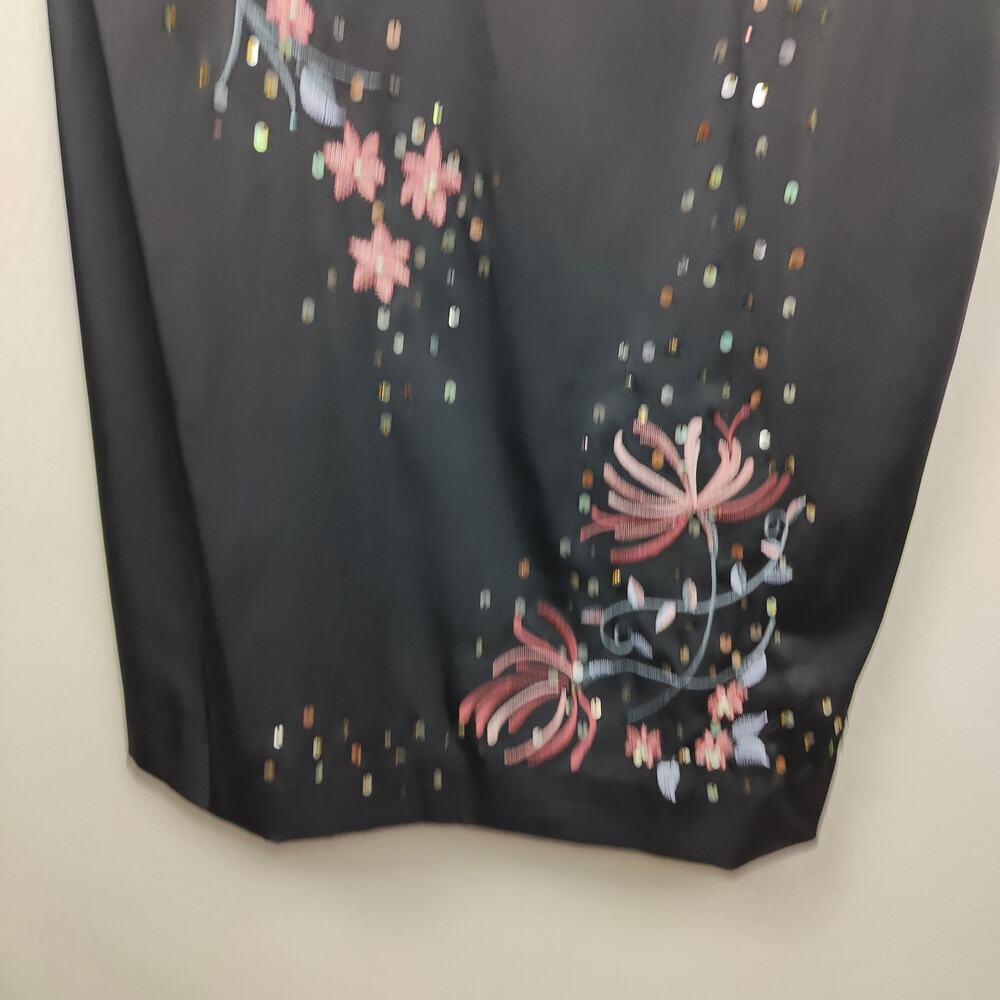 Vintage Spenser Jeremy Fairy Dress Size 6 Black Sheath Floral Embroidered Bling - Picture 4 of 6